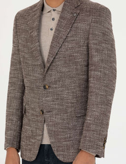 Kahverengi Slim Fit Y_n Kar___ml_ Ceket