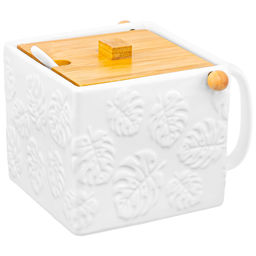 Банка д/сыпучих продуктов с бамбуковой крышкой 1000 мл 16,5*15*12 см "Тропики" + ложка