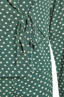 Yesil Kalpli Baglama Detayl? Viskon Dokuma Pijama Tak?m? THMAW22PT0300
