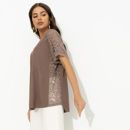 Футболка комбинированная с кружевом Гармония без усилий - Charutti фото 4