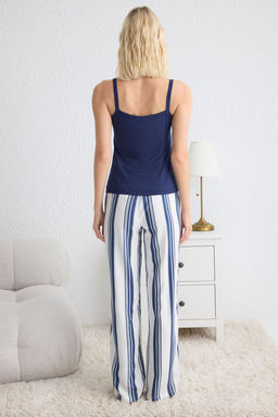 Lacivert Pamuklu Cizgili Orme Pijama Tak?m? THMSS25PT00143