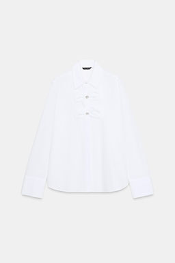 POPLIN SHIRT WITH FAUX PEARL BOWS - Zara фото 7