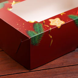 Коробка подарочная складная с окном «С Новым годом!», 25×15×7 см