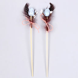 Декор на палочке «Перо и яйцо» набор 2 шт., МИКС