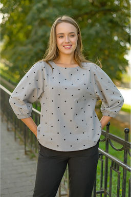 из ТЕПЛОГО ХЛОПКА блуза - Новый лен фото 2