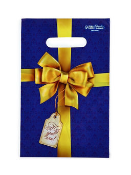 Цена за 50 шт. Подарочный пакет, полиэтиленовый, с вырубной ручкой, «Золотой бант», 20×30 см,