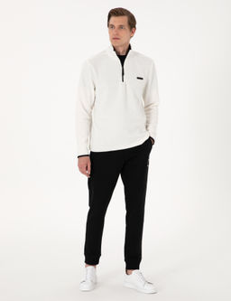 Beyaz Regular Fit Yar_m Fermuarl_ Polar Sweatshirt - Pierre cardin фото 4