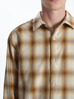 Regular Fit Uzun Kollu Ekose Gabardin Erkek G?mlek