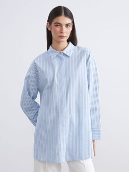 ?izgili Oversize Poplin Kad?n G?mlek Tunik