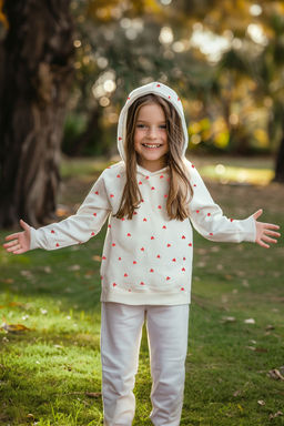 Pembe K?z Cocuk Mevsimlik-Ince Kalp Desenli Pamuklu Kapusonlu Orme Sweatshirt TKDAW25SW00002 - Trendyolmilla фото 9