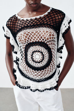 RUFFLED CROCHET TOP - Zara фото 5