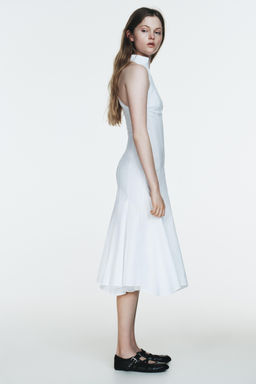 VESTIDO MID HALTER GODETS / Blanco - Zara фото 5