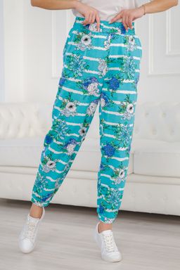 Брюки женские из футера Забава маки на ментоле - Амадэль фото 16