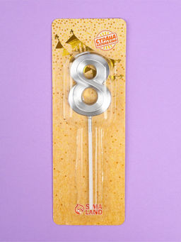 Цена за 2 шт. Свеча в торт на шпажке «Грань», цифра 8, серебро, 5 см