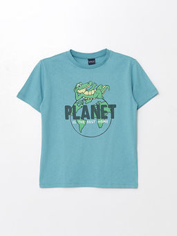 Bisiklet Yaka Bask?l? K?sa Kollu Erkek ?ocuk Ti??rt