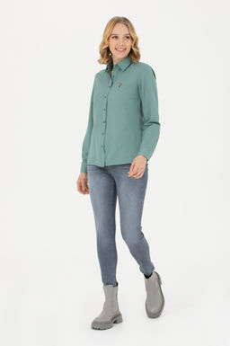 Женская мятная базовая рубашка с длинным рукавом - U.s. polo assn фото 18