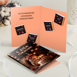 Открытка 4 шоколадки С днём рождения! (белочка с тортом) - 8 чудо фото 3