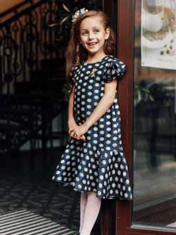 Платье для девочки Джули Ж16-2 жаккард синие цветы