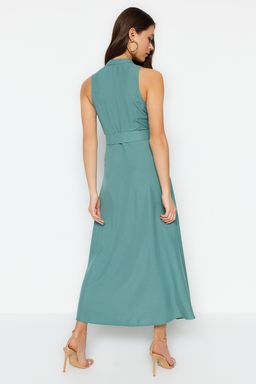 TRENDYOLMILLA Mint Kemerli Midi Dokuma Gomlek Elbise TWOSS23EL01628  фото 10