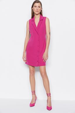 Fusya Dugme Detayl? Kolsuz Dokuma Mini Ceket Elbise TWOSS19AP0280