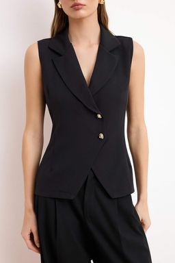 Siyah Onu Kumas Arkas? Sifon Dokuma Yelek TWOSS26YE00021 - Trendyolmilla фото 3