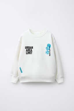 FLOCKED SLOGAN SWEATSHIRT