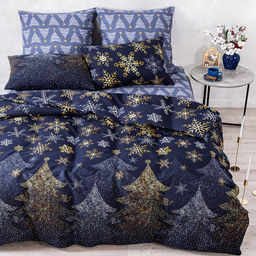 Постельное белье, комплект 2-х спальный Зимний вечер 4 предмета: пододеяльник 175х215см, евро-простыня 220х240см, 2 наволочки 70х70см с клапаном-запахом, бязь 121г/м2, хлопок 100%, упаковка классическая ПВХ 32х41см, Домашняя мода (Россия)