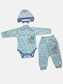 Костюм футер: чепчик, боди, штаны, арт.dA2-KS153-ITnk, голубой звезды - Мамин малыш фото 5