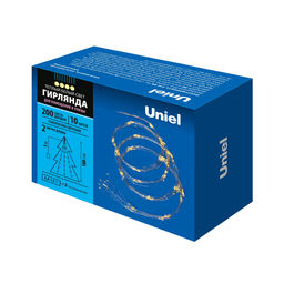 ULD-E0200-200/STB/3AA WARM WHITE IP44 Гирлянда светодиодная Лучи росы на батарейках 3АА (не в/к), 2м. 10 нитей. 200 светодиодов. Теплый белый свет. Провод прозрачный. ТМ Uniel
