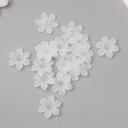 Бусины для творчества пластик "Шестилистный цветок белый матовый" набор 40 шт 2,1х2,1 см