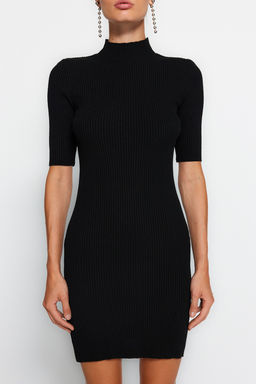 Siyah Min Dik Yaka Basic Triko Elbise TWOAW24EL00235 - Trendyolmilla фото 4