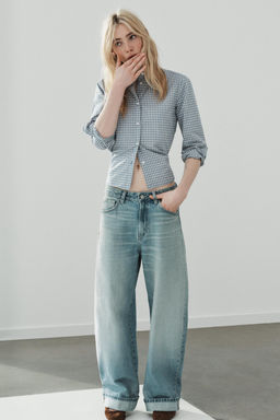 JEANS TRF BAGGY FOLDED ROTOS / Azul claro