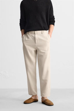 TEXTURED COTTON - LINEN TROUSERS - Zara фото 2