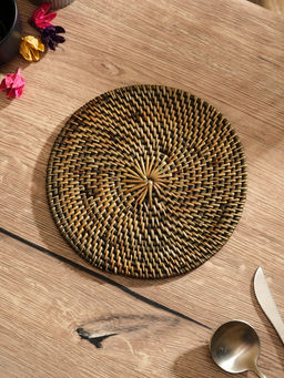 Салфетка сервировочная плетёная круглая, 20×20×0.5 см, ротанг