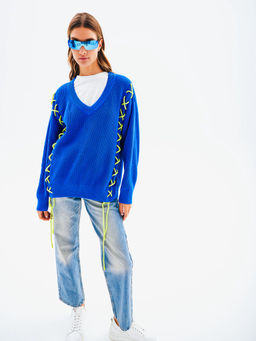 Пуловер женский ZZ-01005 l.blue/yellow