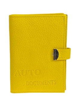 Обложка для паспорта и автодокументов из натуральной кожи, цвет желтый