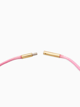 Шнурок вощеный, 40 см, d=2 мм, винтовой замок, нейлон, розовый с золотом