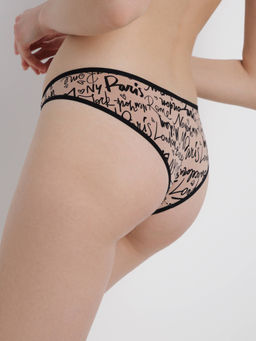 CONTE Poetic LBR 1532 Трусы бразилиана из хлопка с фигурной тесьмой coffee-black - Conte elegant фото 2