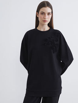 Bisiklet Yaka Nak??l? Kad?n Sweatshirt Tunik