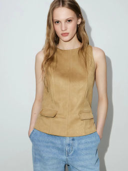 Приталенный жилет из искусственной замши ZR2604022503-63 / Zarina  фото 2