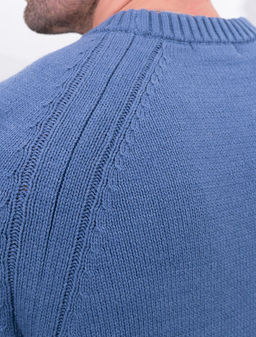 Джемпер Vilatte из хлопка с акрилом светло-синий  фото 3