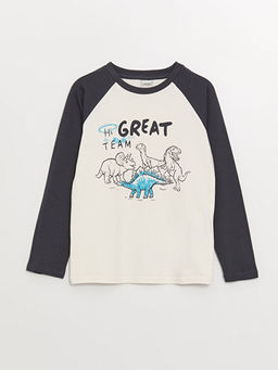 Bisiklet Yaka Bask?l? Uzun Kollu Erkek ?ocuk Ti??rt