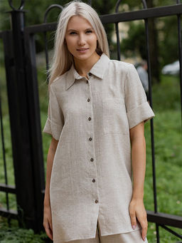 Рубашка блузка лен 57%, вискоза 43%