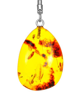 Брелок с кусочком цельного лимонного янтаря