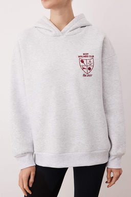 Kar Melanj Nak?sl? Oversize/Genis Kal?p Kal?n Ici Polarl? Orme Sweatshirt TWOAW26SW00181 - Trendyolmilla фото 4