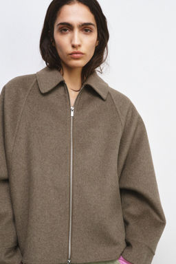 WOOL BLEND JACKET WITH ZIP ZW COLLECTION - Zara фото 2