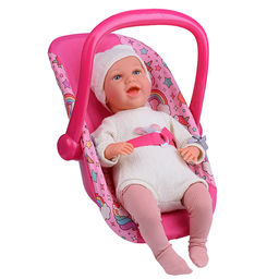 Набор аксессуаров для кукол (стульчик для кормления, манеж, переноска, сумка) единорожка в пакете