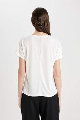 Футболка с круглым вырезом и короткими рукавами - Defacto фото 6