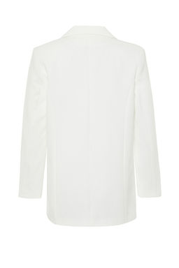 Beyaz Oversize Astarl? Dugmeli Dokuma Blazer Ceket TWOAW22CE0167