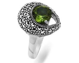 Кольцо из серебра марказит, султанит, SL-AGA1517